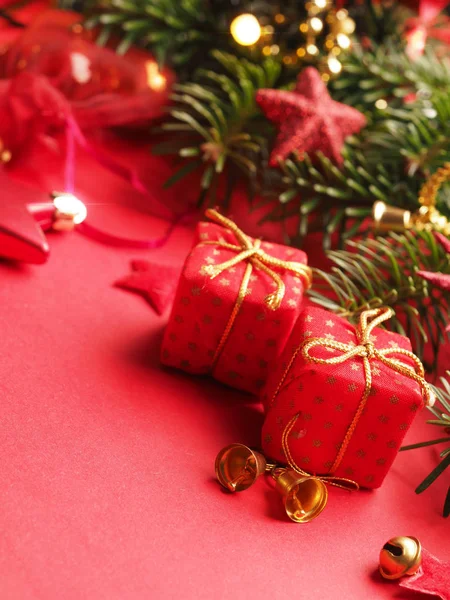 Traditional Christmas background in red — Stock Photo, Image