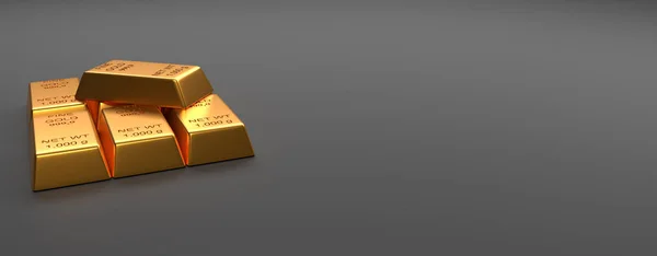 Barras de ouro empilhadas em um fundo brilhante — Fotografia de Stock