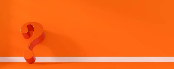 Concepto 3d fino con un icono de interrogación naranja —  Fotos de Stock