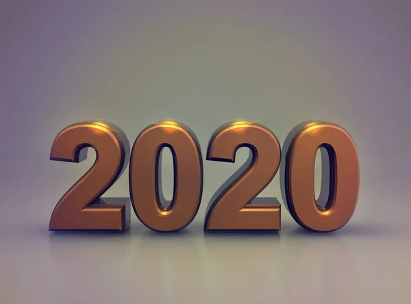 Acciaio dorato numero 2020, rendering 3d — Foto Stock