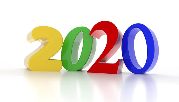 Colorato 2020 su sfondo bianco — Foto Stock