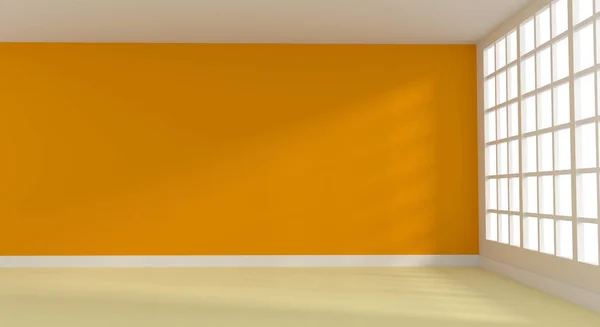 Modern orange room with an empty wall — Stock Photo, Image