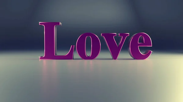 Różowe stalowe słowo Miłość, 3d renderowania — Zdjęcie stockowe