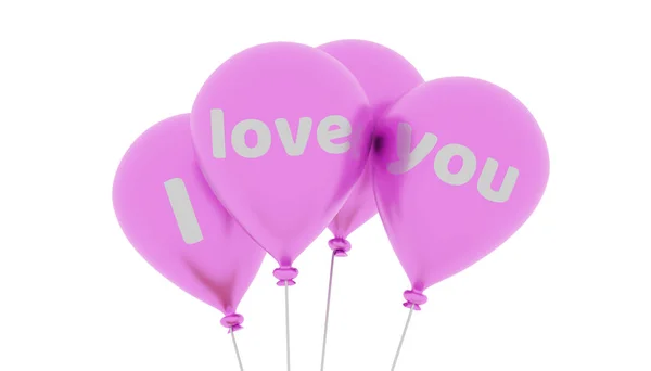 Leuchtend rosa Luftballons mit den Worten Ich liebe dich — Stockfoto