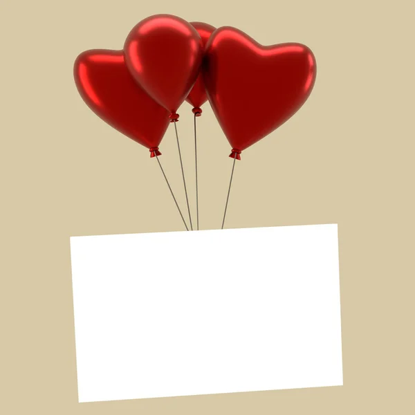 Shiny balloons with a blank card on a vintage color stylized bac — 스톡 사진