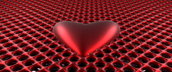 Czerwony kształt serca w siatce — Zdjęcie stockowe