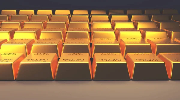 Укладка Мелких Золотых Слитков Темном Фоне Рендеринг Финансовая Концепция — стоковое фото