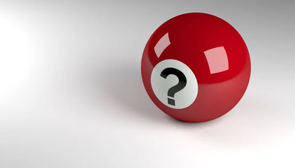 Κοντινό Πλάνο Μιας Κόκκινης Μπάλας Πισίνας Ερωτηματικό Και Faq Concept — Φωτογραφία Αρχείου
