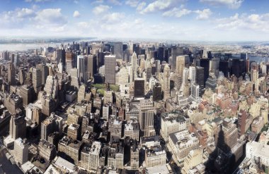 manhattan üzerinde havadan görünümü 