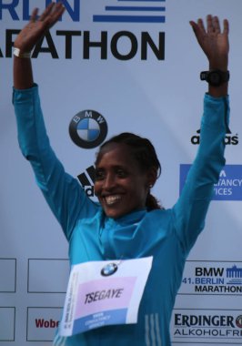 Tirfi Tsegaye (Ethiopia) - 42nd Berlin Marathon, Berlin. clipart