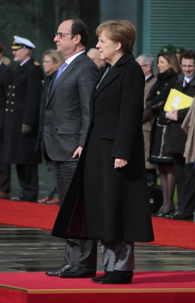 Francois Hollande, Angela Merkel - meeting — Stock Photo, Image