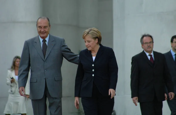 Jacques Chirac, Angela Merkel — Stockfoto