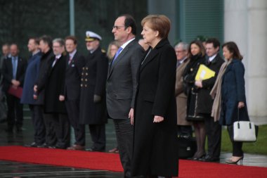 Francois Hollande, BKin Angela Merkel  clipart