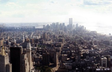 manhattan üzerinde havadan görünümü 