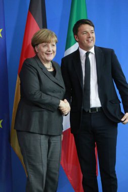 Almanya Başbakanı Angeal Merkel ans İtalya Başbakanı Matteo Renzi