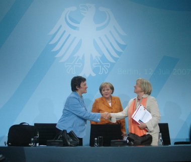 Brigitte Zypries, Angela Merkel, Maria Boehmer 