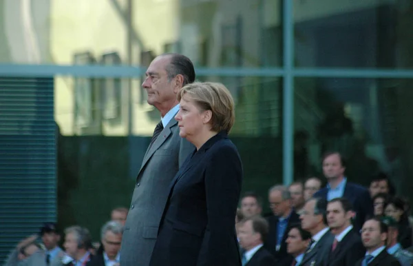 Jacques Chirac, Angela Merkel — Zdjęcie stockowe