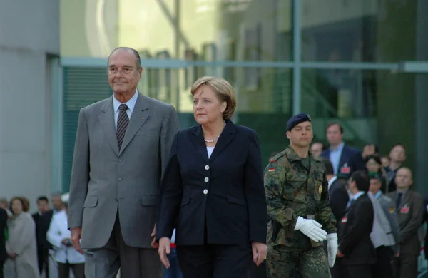 Jacques Chirac, Angela Merkel — Foto de Stock