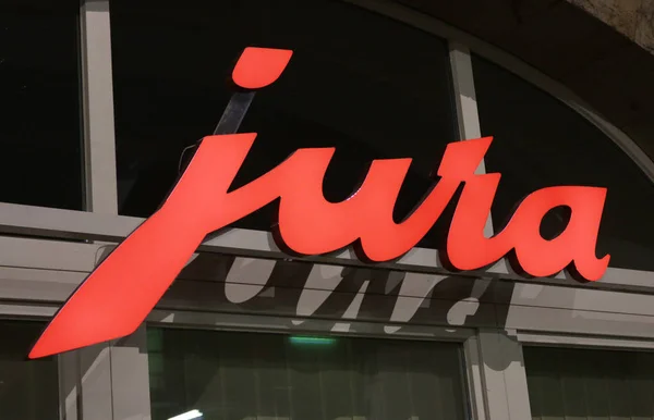 Logo marki "Jura", Berlin — Zdjęcie stockowe