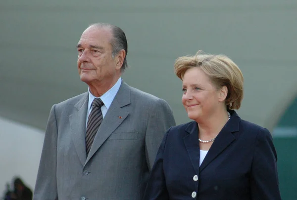 Jacques Chirac, Angela Merkel — 스톡 사진