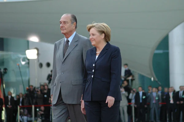 Jacques Chirac, Angela Merkel — Stockfoto