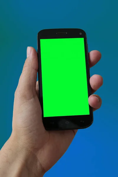 Telefono cellulare con schermo verde isolato . — Foto Stock