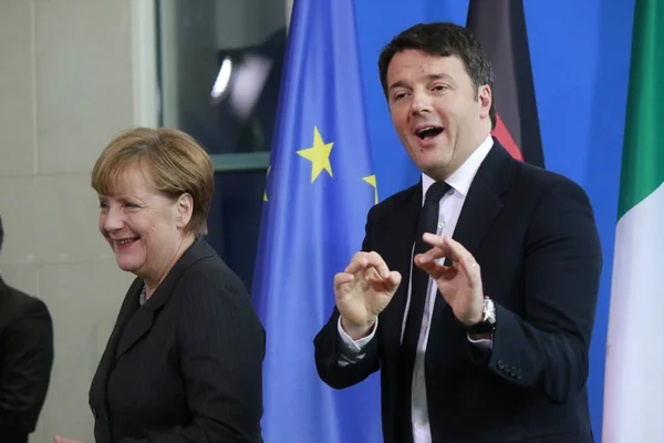 Angeal Merkel en atteo Renzi — Stockfoto