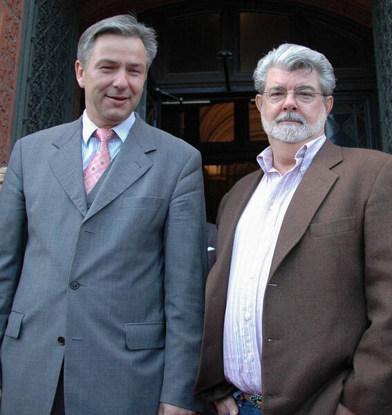 Mayor Klaus Wowereit with George Lucas