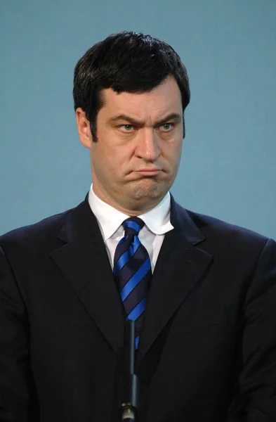 Markus Soeder en conferencia de prensa — Foto de Stock