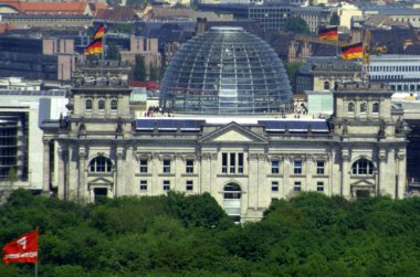 aerial view of the Reichstags building clipart