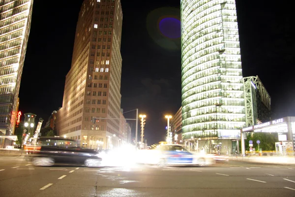 Διάρκεια της νύχτας με την πλατεία Potsdamer Platz — Φωτογραφία Αρχείου