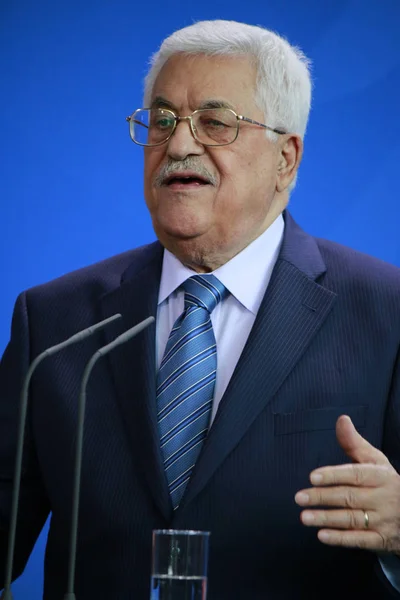 Mahmud Abbas konferencji prasowej — Zdjęcie stockowe