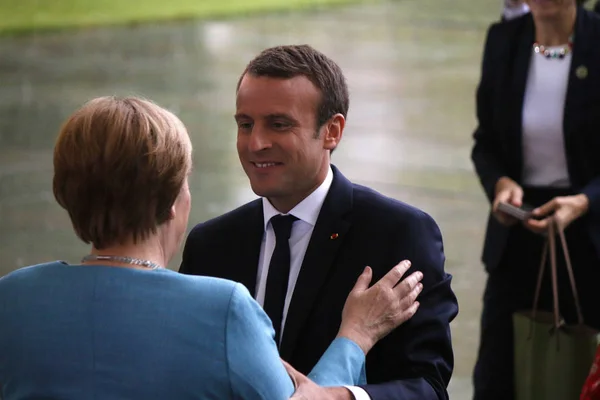 Angela Merkel, Emmanuel Macron szczytu G20 — Zdjęcie stockowe