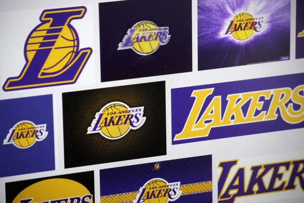 Logos of brand "Los Angeles Lakers" — Stock Photo, Image