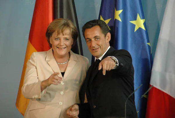 Angela Merkel con Nicolas Sarkozy — Foto de Stock
