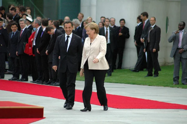 Angela Merkel dengan Nicolas Sarkozy — Stok Foto