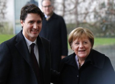 Justin Trudeau, Chancellor Angela Merkel  clipart