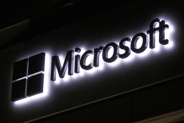 Logotipo da marca "Microsoft " — Fotografia de Stock