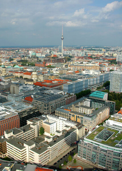 JULY 2017 - BERLIN: skyline of Berlin-Charlottenburg with the Fernsehturm (television tower), Berlin .