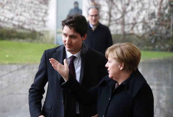 Justin Trudeau, förbundskansler Angela Merkel — Stockfoto