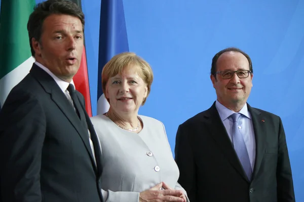 Άνγκελα Μέρκελ, ο Matteo Renzi, Francois Hollande — Φωτογραφία Αρχείου