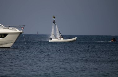 Ağustos 2016-Ibiza: Akdeniz 'de lüks bir yat, Ibiza, Ispanya.