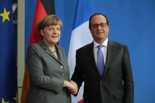 Angela Merkel, Francois Hollande — Stok Foto