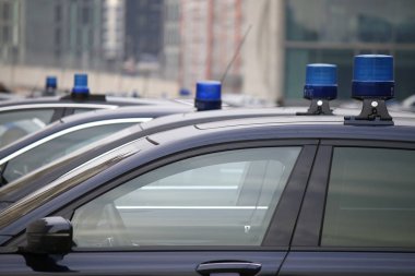 Mavi ışıklar açık politikacı limuzinler - Gösterim: Federal Meclis: seçim, yeni Federal Cumhurbaşkanı, 12 Şubat 2017, Bina Berlin Reichstag.