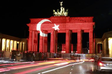 Brandenburg Gate in colors of flag of Turkey clipart