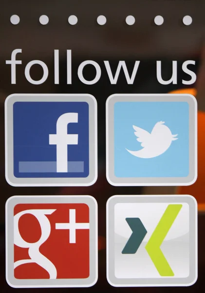 Logotyper av varumärken ”Facebook”, ”Twitter”, ”Google plus" — Stockfoto