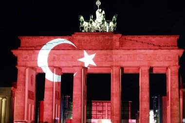 Brandenburg Gate in colors of flag of Turkey clipart