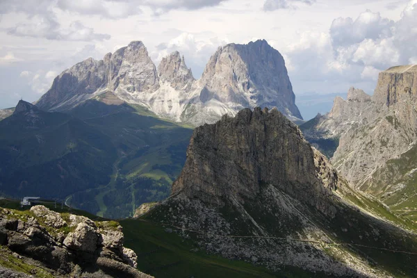 Langkofel i Plattkofel, Dolomity — Zdjęcie stockowe