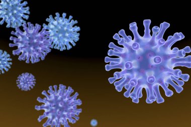 3 boyutlu illüstrasyon: Yeni korkunç bir virüs Dünya 'yı istila etti. Yeni Corona virüsü Covid 19' un sembolik bir görüntüsü..