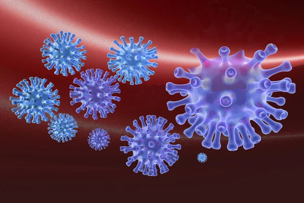 3 D illustration: a horrible new virus infests planet earth - symbolic image of the new Corona virus Covid 19, cgi illustration.